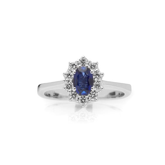 Anello Promesse Donna in Oro bianco Zaffiro blu 0.60 Ct FAZA6X4 - FAZA6X4